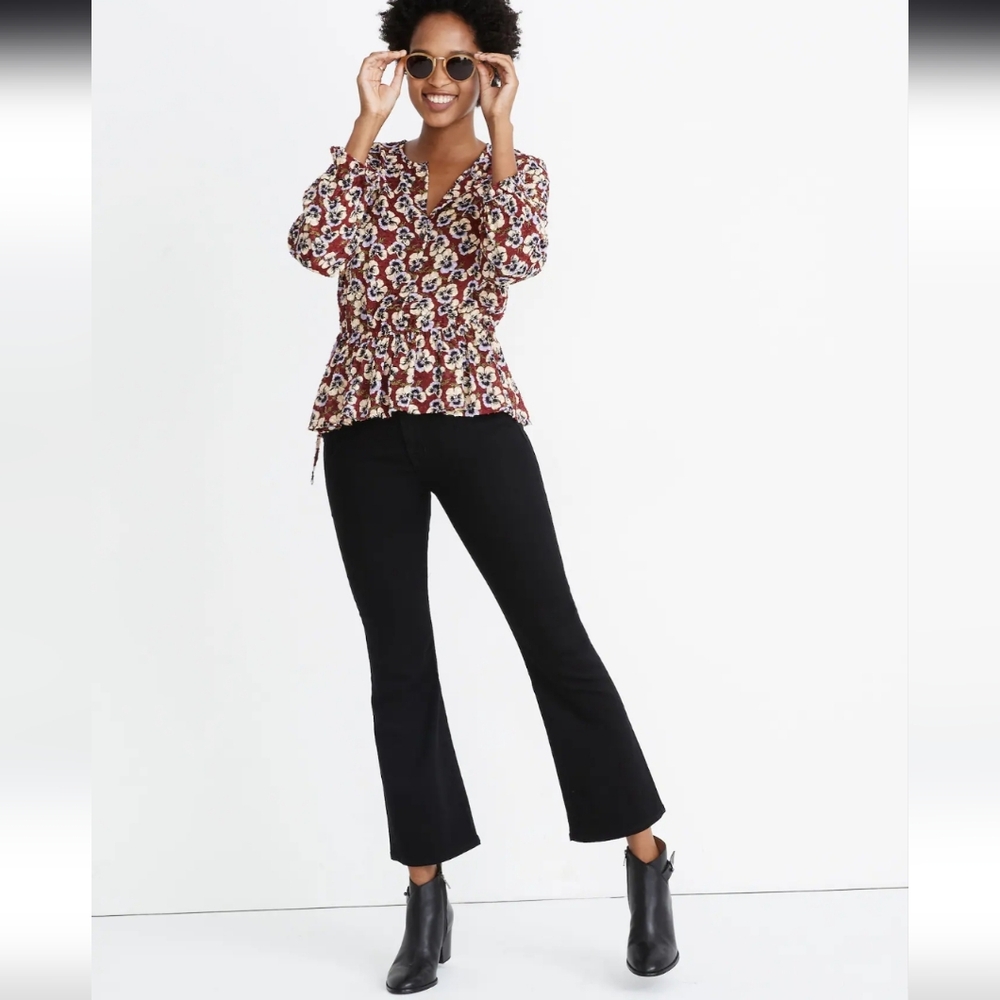 Madewell Ruffle Hem Top Blouse Viola Floral XS - Picture 14 of 16